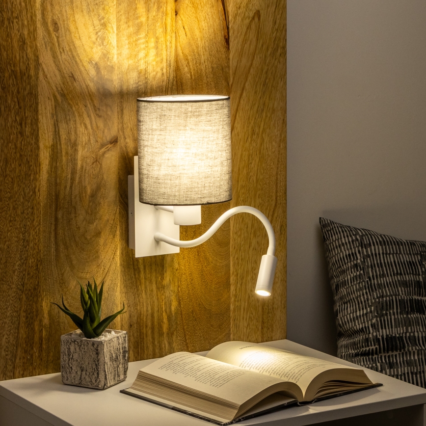 Brilagi - LED Гъвкав аплик NUBILA 1xE27/25W/230V + LED/3W бял/антрацит