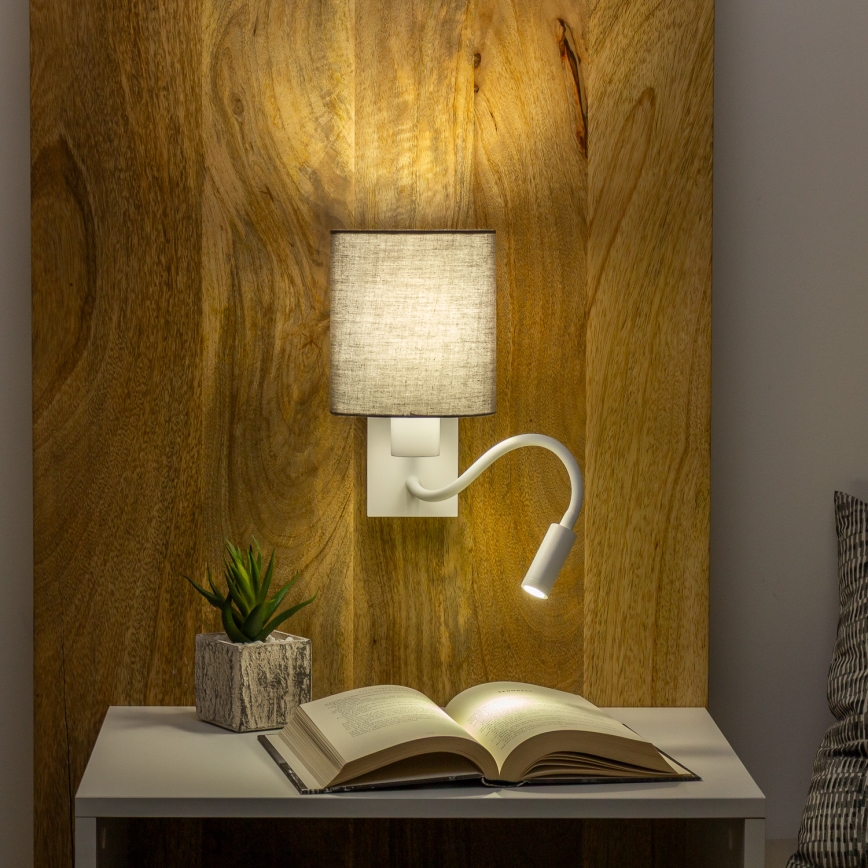 Brilagi - LED Гъвкав аплик NUBILA 1xE27/25W/230V + LED/3W бял/антрацит