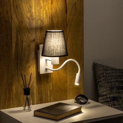 Brilagi - LED Гъвкав аплик NUBILA 1xE27/25W/230V + LED/3W бял/черен