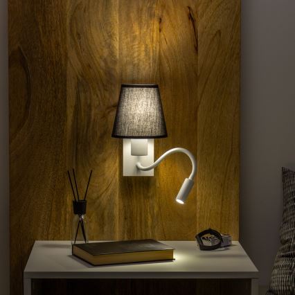 Brilagi - LED Гъвкав аплик NUBILA 1xE27/25W/230V + LED/3W бял/черен