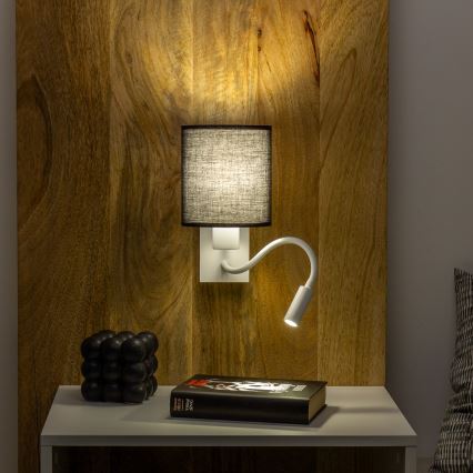 Brilagi - LED Гъвкав аплик NUBILA 1xE27/25W/230V + LED/3W бял/черен