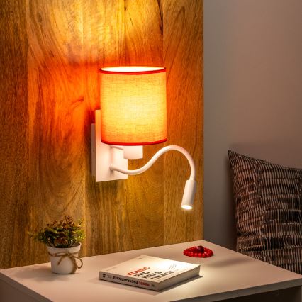 Brilagi - LED Гъвкав аплик NUBILA 1xE27/25W/230V + LED/3W бял/червен