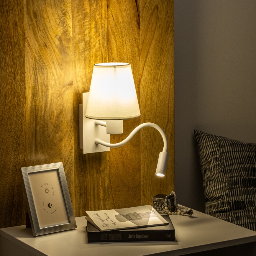 Brilagi - LED Гъвкав аплик NUBILA 1xE27/25W/230V + LED/3W бял