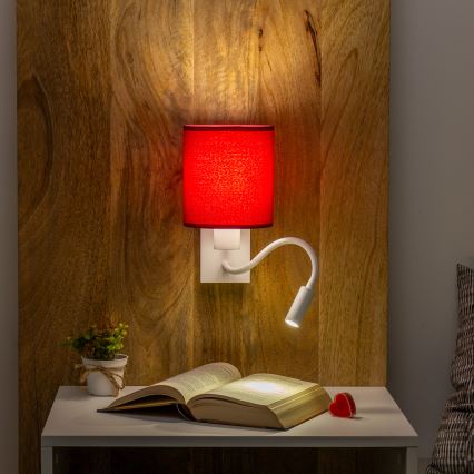 Brilagi - LED Гъвкав аплик NUBILA 1xE27/25W/230V + LED/3W бял/Помпейски червен