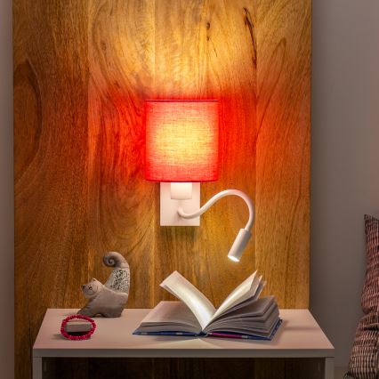 Brilagi - LED Гъвкав аплик NUBILA 1xE27/25W/230V + LED/3W бял/розов
