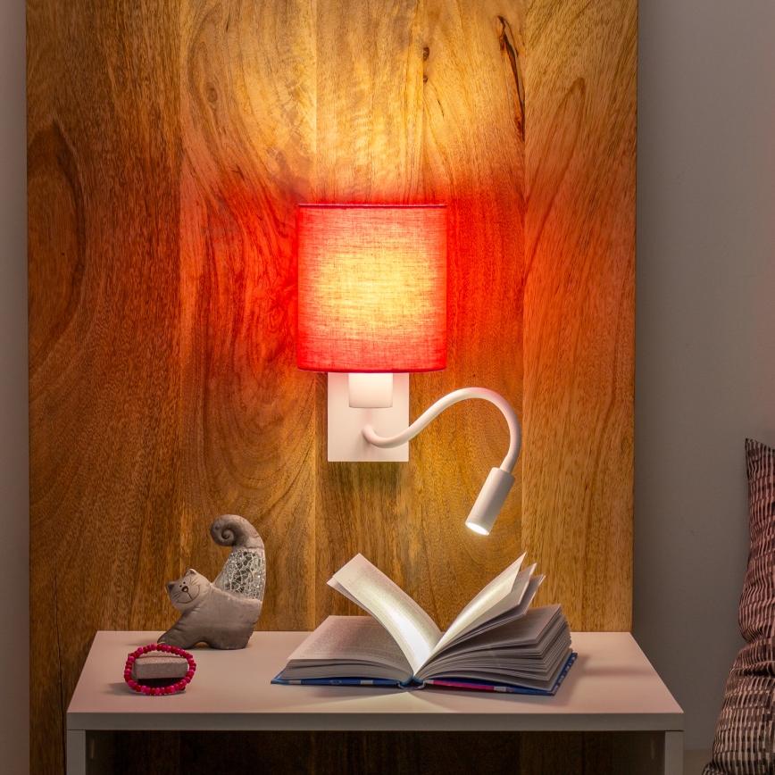 Brilagi - LED Гъвкав аплик NUBILA 1xE27/25W/230V + LED/3W бял/розов