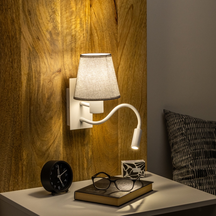 Brilagi - LED Гъвкав аплик NUBILA 1xE27/25W/230V + LED/3W бял/сив