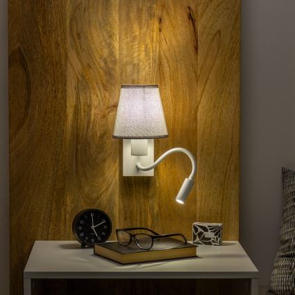 Brilagi - LED Гъвкав аплик NUBILA 1xE27/25W/230V + LED/3W бял/сив