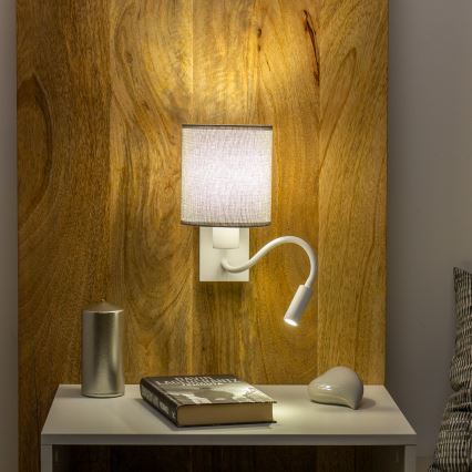 Brilagi - LED Гъвкав аплик NUBILA 1xE27/25W/230V + LED/3W бял/сив
