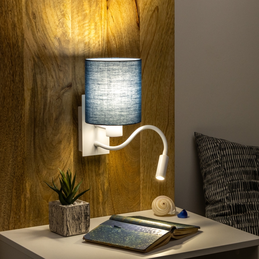 Brilagi - LED Гъвкав аплик NUBILA 1xE27/25W/230V + LED/3W бял/тъмносин