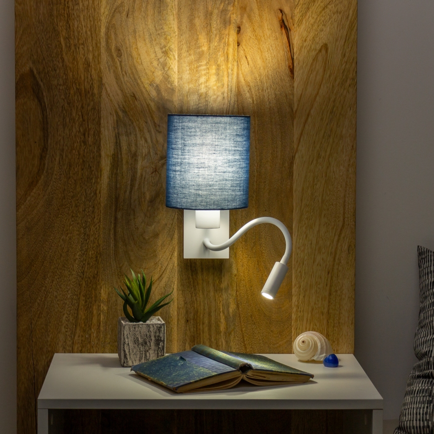 Brilagi - LED Гъвкав аплик NUBILA 1xE27/25W/230V + LED/3W бял/тъмносин