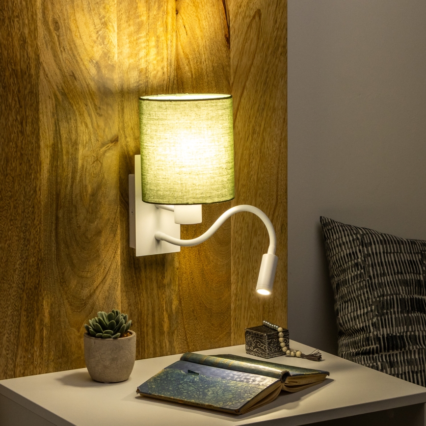 Brilagi - LED Гъвкав аплик NUBILA 1xE27/25W/230V + LED/3W бял/зелен