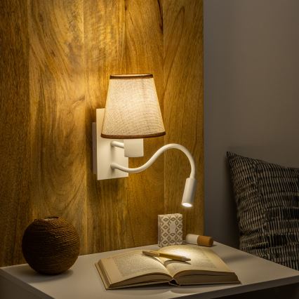Brilagi - LED Гъвкав аплик NUBILA 1xE27/25W/230V + LED/3W бял/кафяв