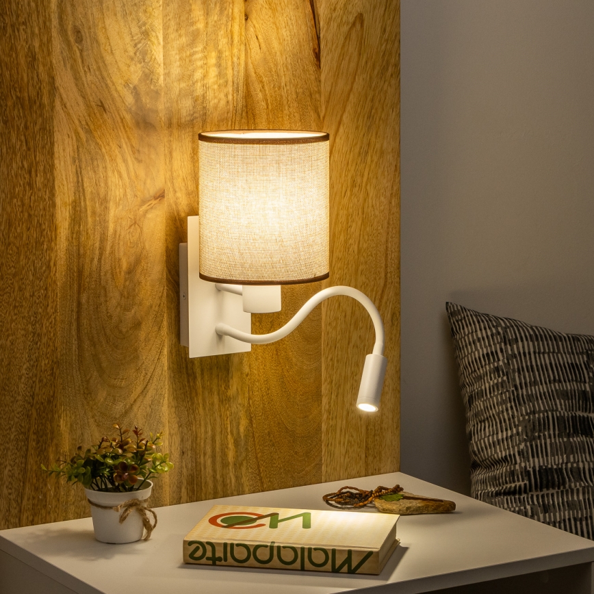 Brilagi - LED Гъвкав аплик NUBILA 1xE27/25W/230V + LED/3W бял/кафяв