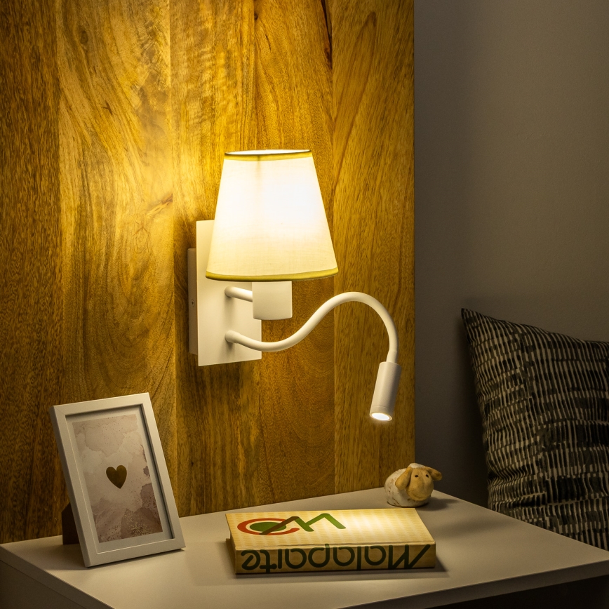 Brilagi - LED Гъвкав аплик NUBILA 1xE27/25W/230V + LED/3W бял/кремав