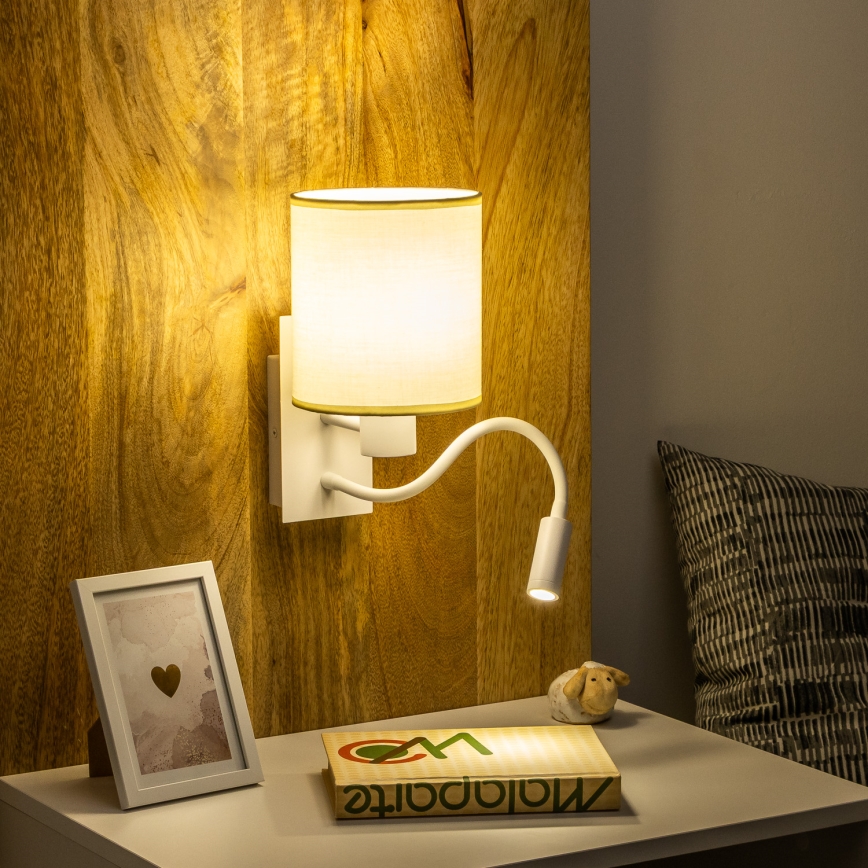 Brilagi - LED Гъвкав аплик NUBILA 1xE27/25W/230V + LED/3W бял/кремав