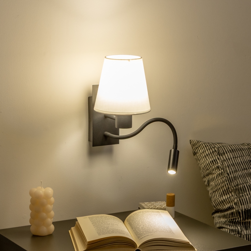 Brilagi - LED Гъвкав аплик NUBILA 1xE27/25W/230V + LED/3W черен/бял