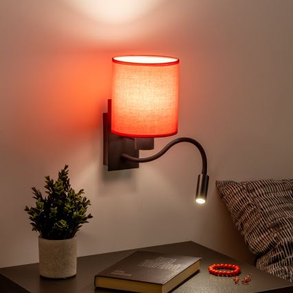 Brilagi - LED Гъвкав аплик NUBILA 1xE27/25W/230V + LED/3W черен/червен