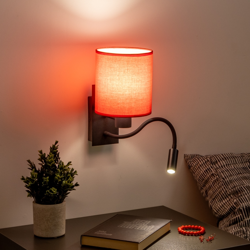Brilagi - LED Гъвкав аплик NUBILA 1xE27/25W/230V + LED/3W черен/червен