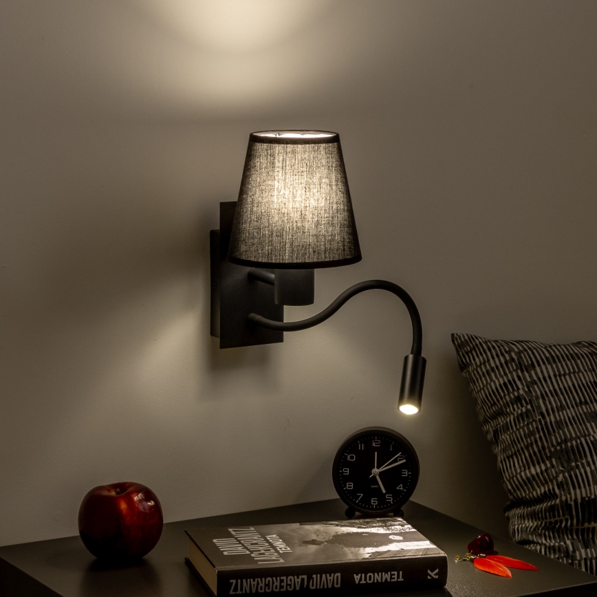 Brilagi - LED Гъвкав аплик NUBILA 1xE27/25W/230V + LED/3W черен
