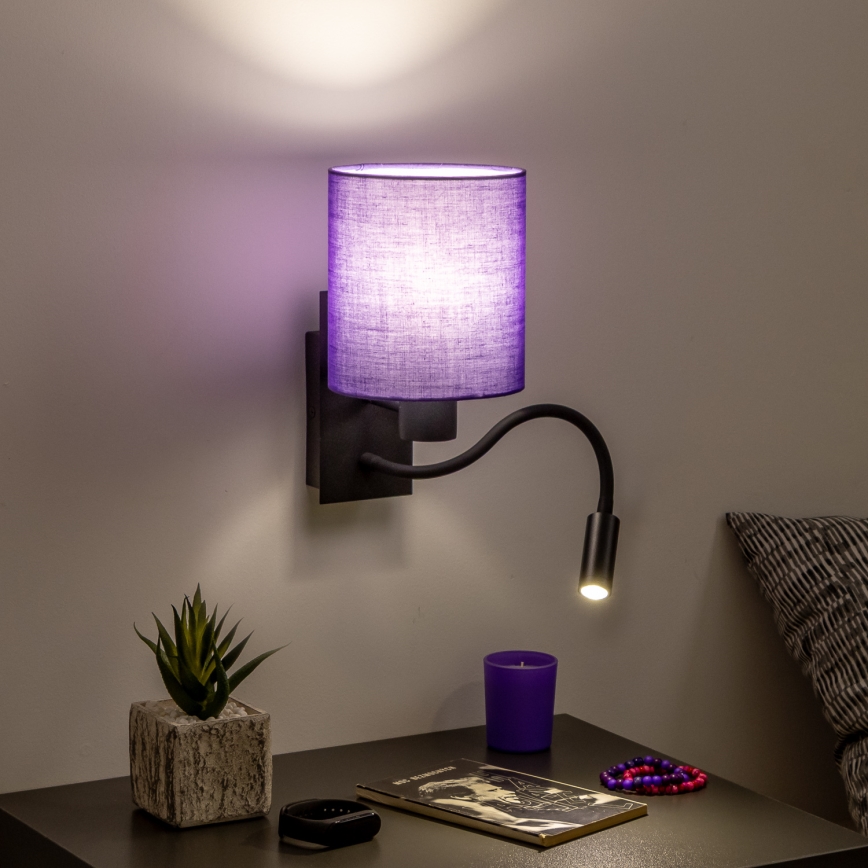 Brilagi - LED Гъвкав аплик NUBILA 1xE27/25W/230V + LED/3W черен/лилава
