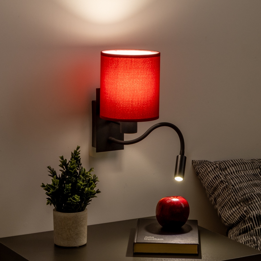 Brilagi - LED Гъвкав аплик NUBILA 1xE27/25W/230V + LED/3W черен/Помпейски червен
