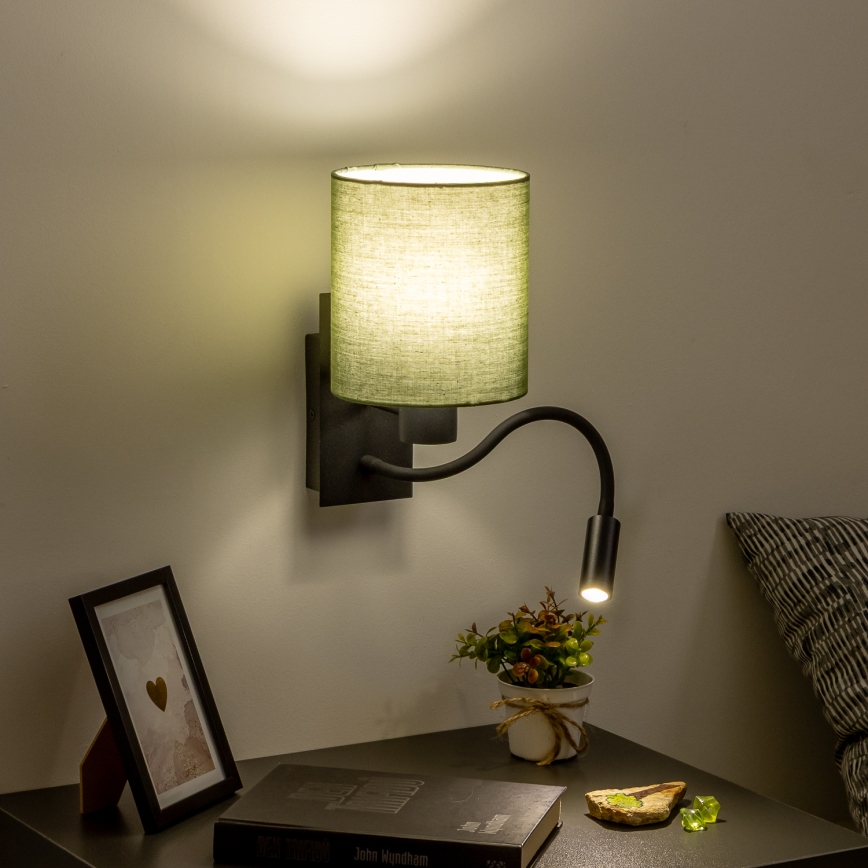 Brilagi - LED Гъвкав аплик NUBILA 1xE27/25W/230V + LED/3W черен/зелен