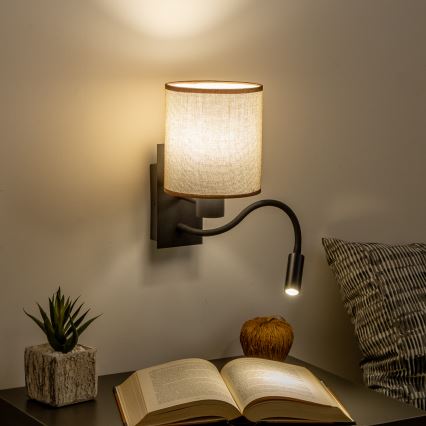 Brilagi - LED Гъвкав аплик NUBILA 1xE27/25W/230V + LED/3W черен/кафяв