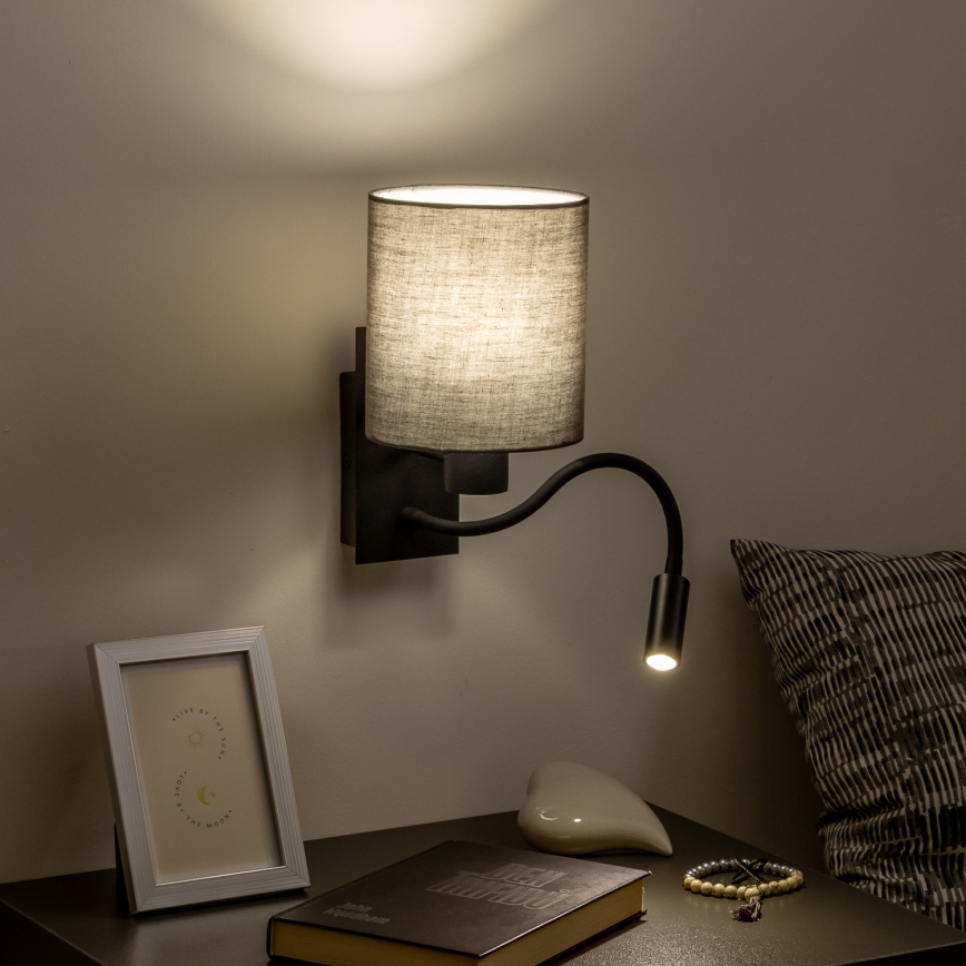 Brilagi - LED Гъвкав аплик NUBILA 1xE27/25W/230V + LED/3W черен/антрацит