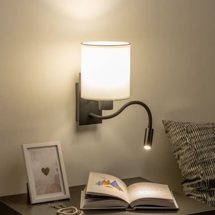 Brilagi - LED Гъвкав аплик NUBILA 1xE27/25W/230V + LED/3W черен/бял