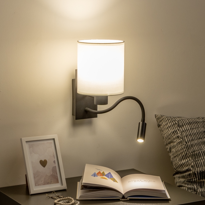 Brilagi - LED Гъвкав аплик NUBILA 1xE27/25W/230V + LED/3W черен/бял