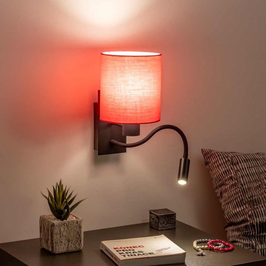 Brilagi - LED Гъвкав аплик NUBILA 1xE27/25W/230V + LED/3W черен/розов