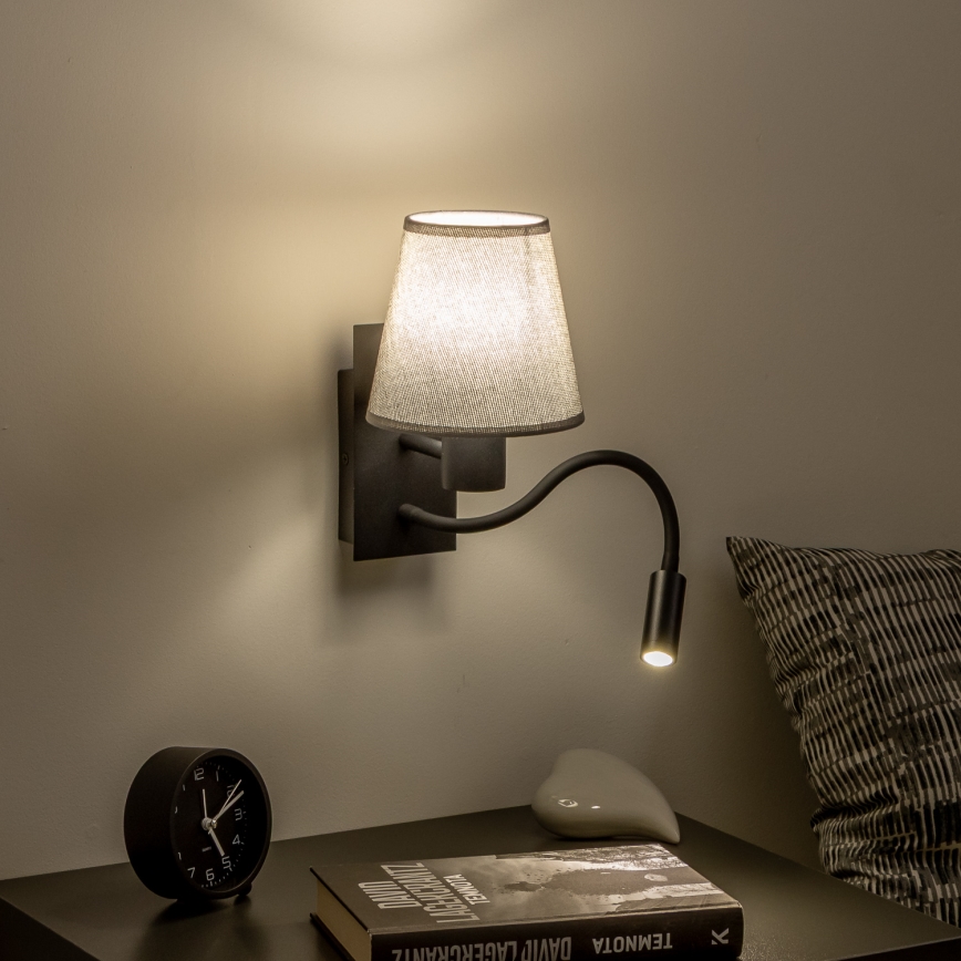 Brilagi - LED Гъвкав аплик NUBILA 1xE27/25W/230V + LED/3W черен/сив