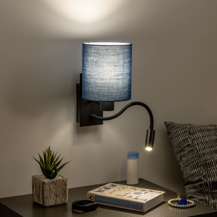 Brilagi - LED Гъвкав аплик NUBILA 1xE27/25W/230V + LED/3W черен/тъмносин