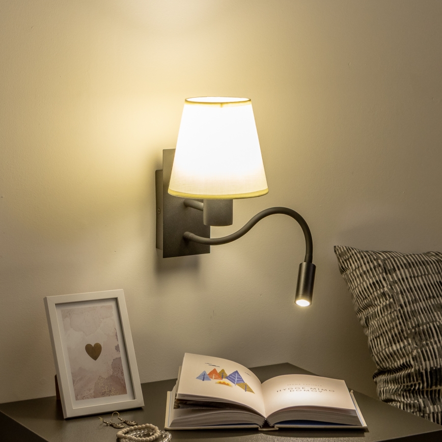 Brilagi - LED Гъвкав аплик NUBILA 1xE27/25W/230V + LED/3W черен/кремав