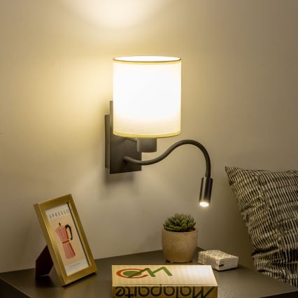 Brilagi - LED Гъвкав аплик NUBILA 1xE27/25W/230V + LED/3W черен/кремав