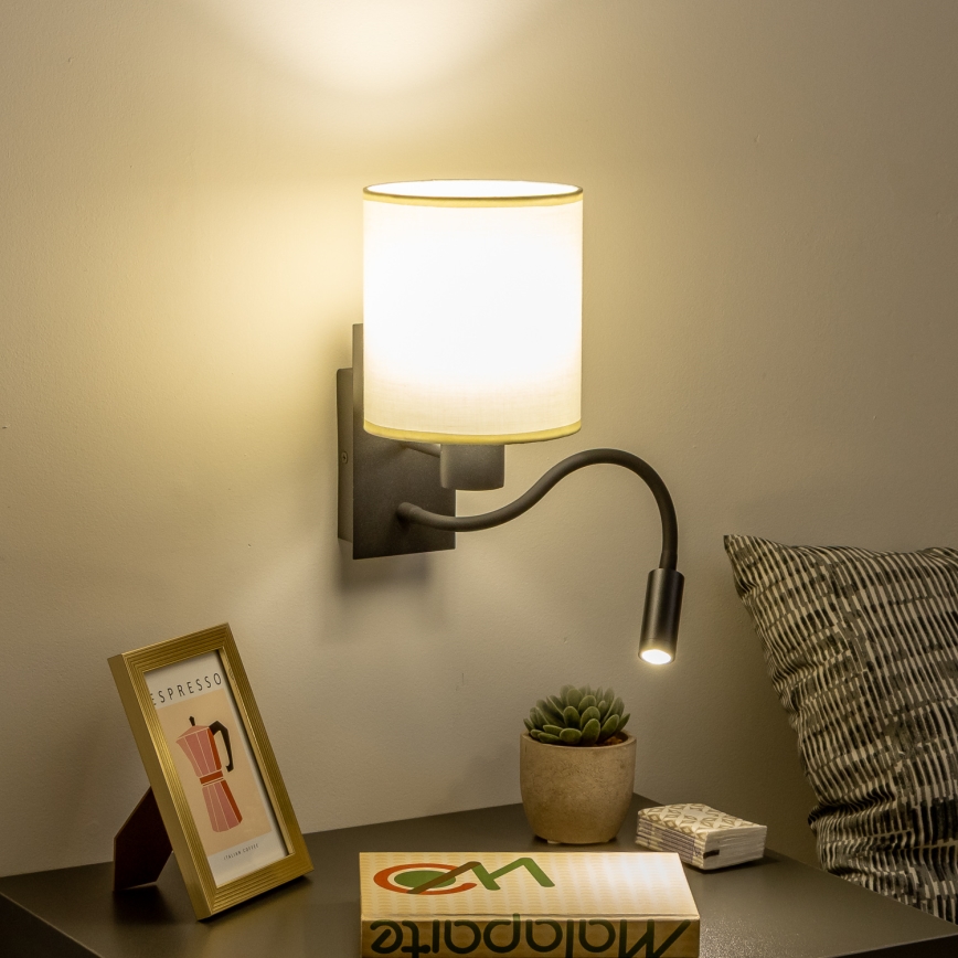 Brilagi - LED Гъвкав аплик NUBILA 1xE27/25W/230V + LED/3W черен/кремав