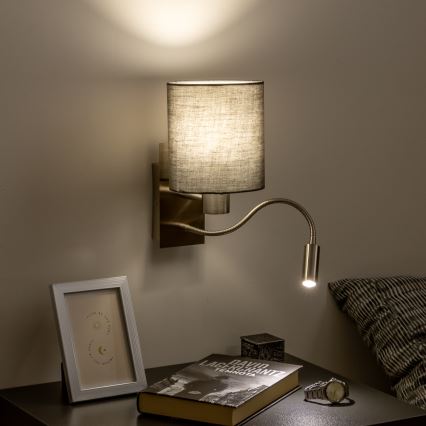 Brilagi - LED Гъвкав аплик NUBILA 1xE27/25W/230V + LED/3W матов хром/антрацит