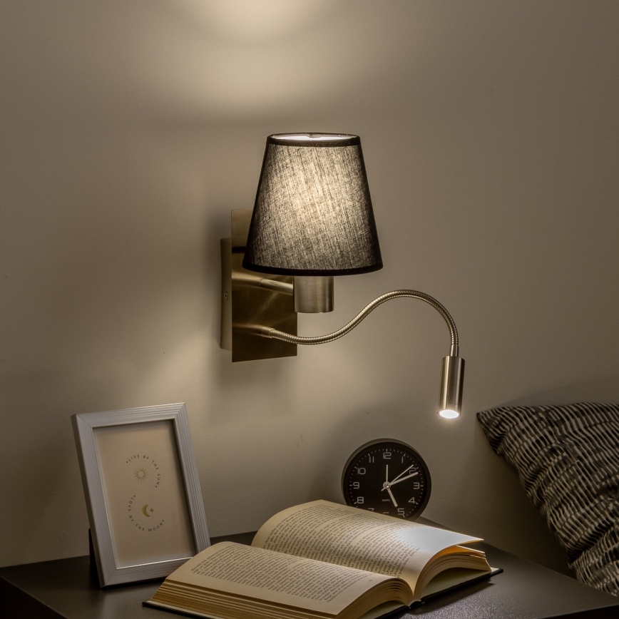 Brilagi - LED Гъвкав аплик NUBILA 1xE27/25W/230V + LED/3W матов хром/черен