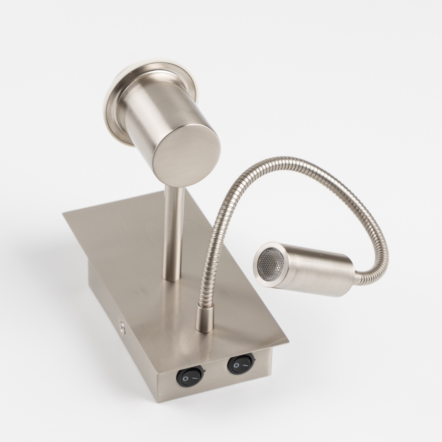 Brilagi - LED Гъвкав аплик NUBILA 1xE27/25W/230V + LED/3W матов хром/черен