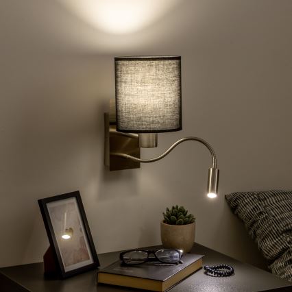 Brilagi - LED Гъвкав аплик NUBILA 1xE27/25W/230V + LED/3W матов хром/черен