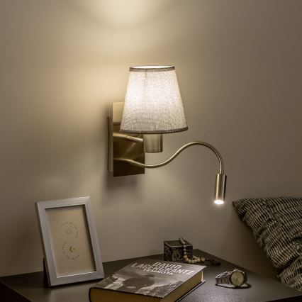 Brilagi - LED Гъвкав аплик NUBILA 1xE27/25W/230V + LED/3W матов хром/сив