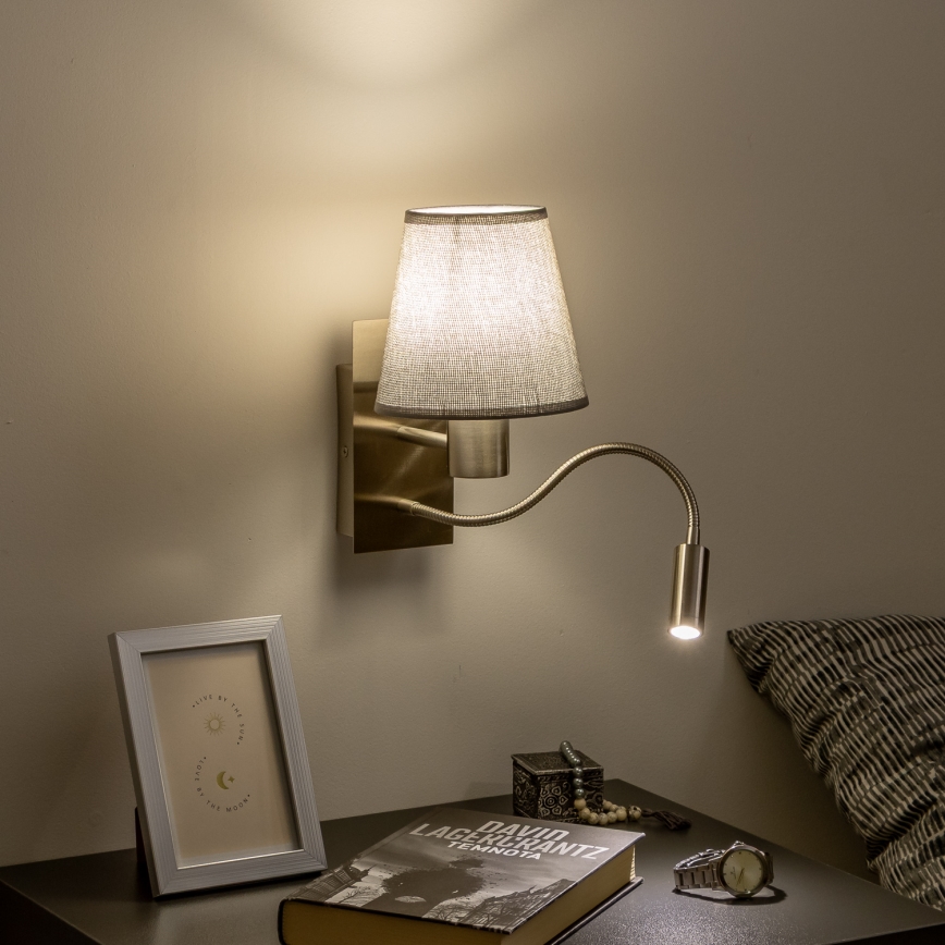 Brilagi - LED Гъвкав аплик NUBILA 1xE27/25W/230V + LED/3W матов хром/сив