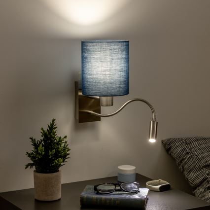 Brilagi - LED Гъвкав аплик NUBILA 1xE27/25W/230V + LED/3W матов хром/тъмносин