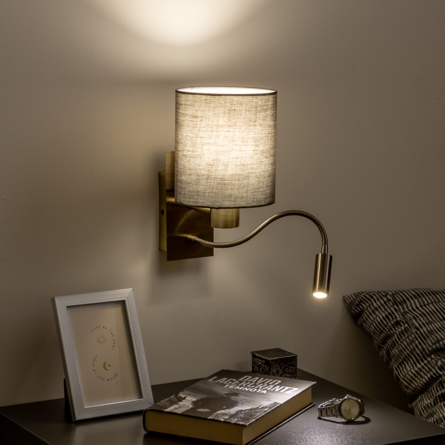 Brilagi - LED Гъвкав аплик NUBILA 1xE27/25W/230V + LED/3W месинг/антрацит