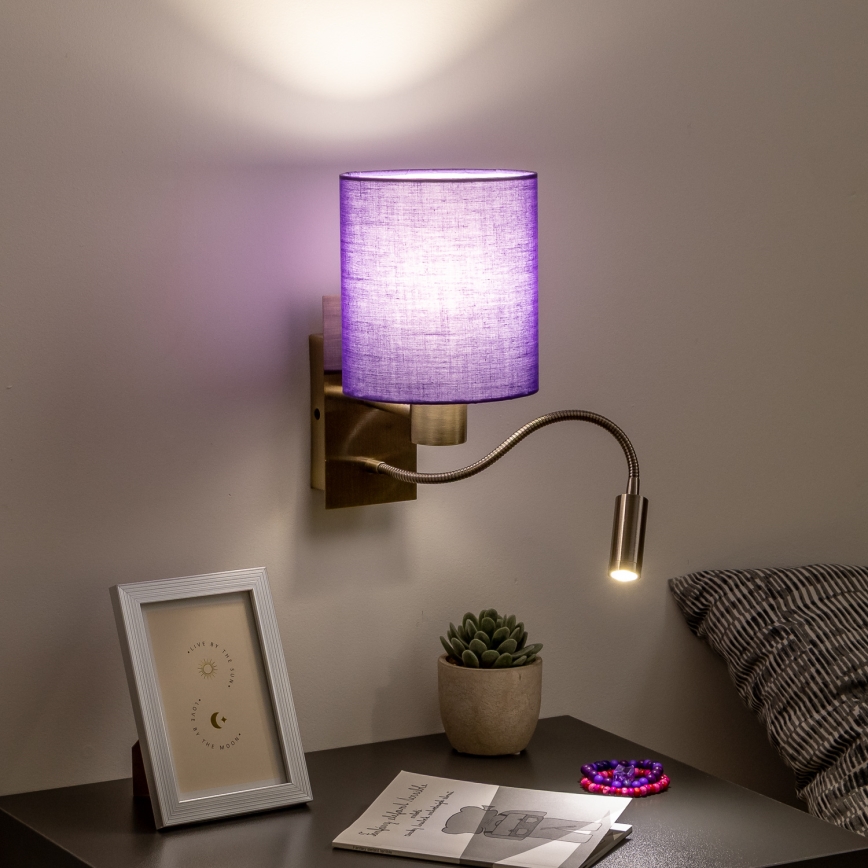 Brilagi - LED Гъвкав аплик NUBILA 1xE27/25W/230V + LED/3W месинг/лилава
