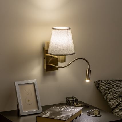 Brilagi - LED Гъвкав аплик NUBILA 1xE27/25W/230V + LED/3W месинг/сив