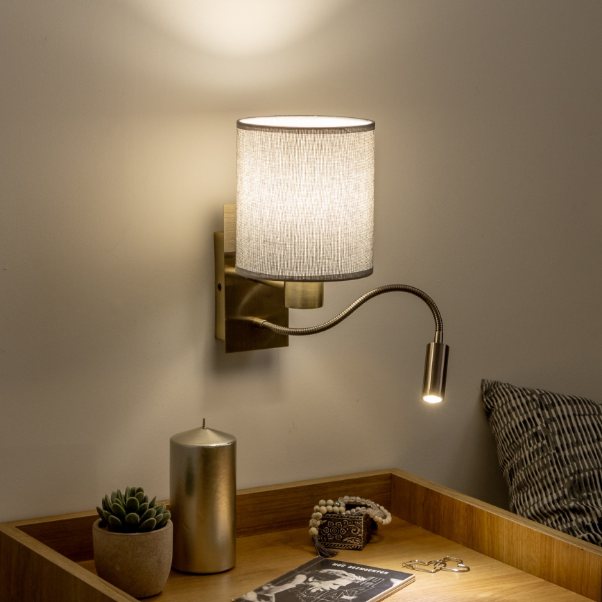 Brilagi - LED Гъвкав аплик NUBILA 1xE27/25W/230V + LED/3W месинг/сив