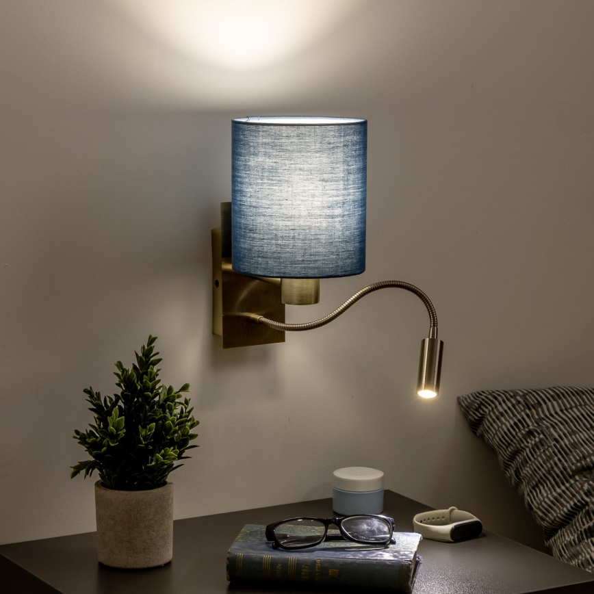 Brilagi - LED Гъвкав аплик NUBILA 1xE27/25W/230V+ LED/3W месинг/тъмносин