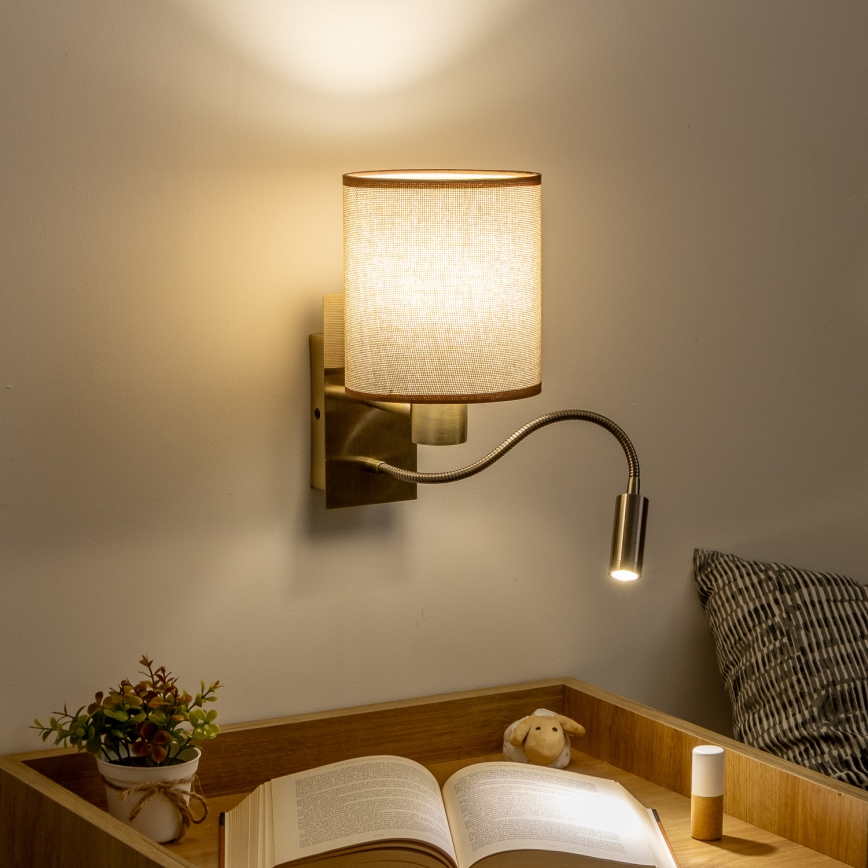 Brilagi - LED Гъвкав аплик NUBILA 1xE27/25W/230V + LED/3W месинг/кафяв